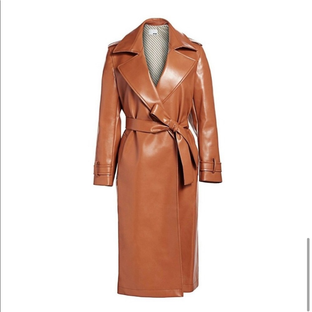 Each X Other Vegan Leather Belted Trench Coat